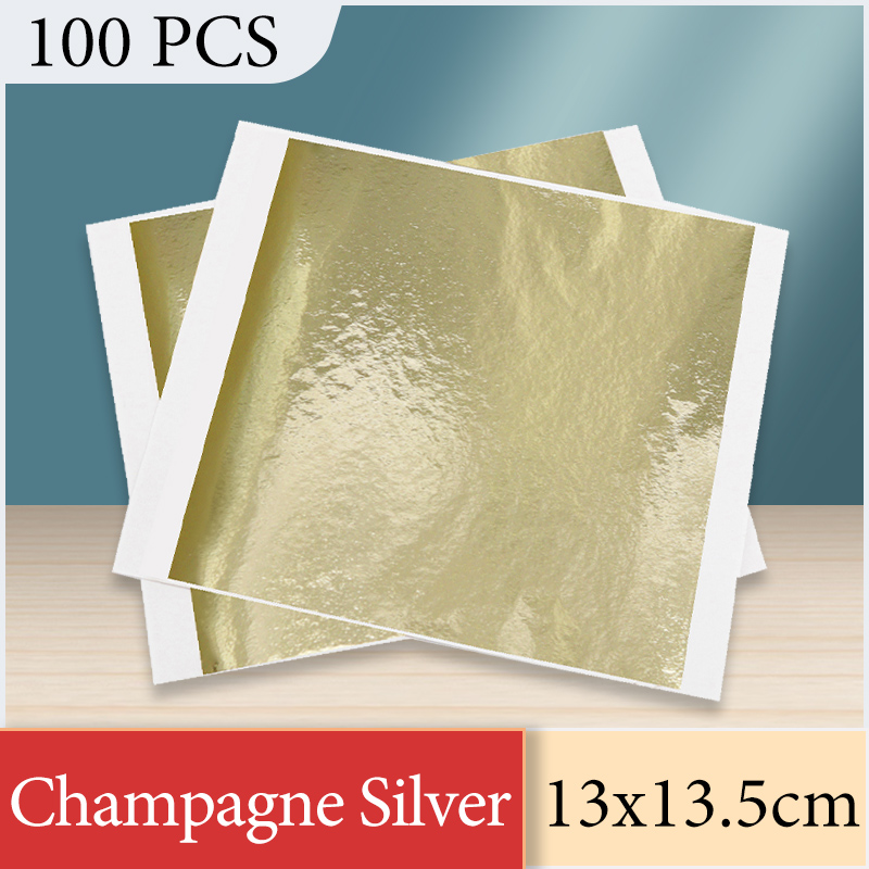 Nail Art Gold - 13x13.5cm Champagne Silver Foil Paper Gold