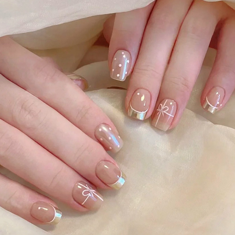 Nail Art Red - Short Square fake nails for women