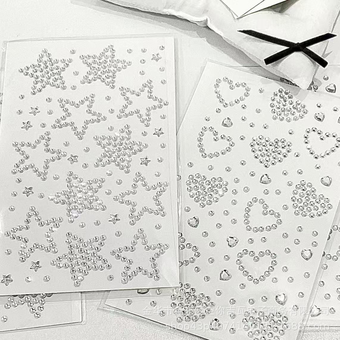 Nail Art Nail Art - Silver Star Heart Rhinestone Stickers Flatback