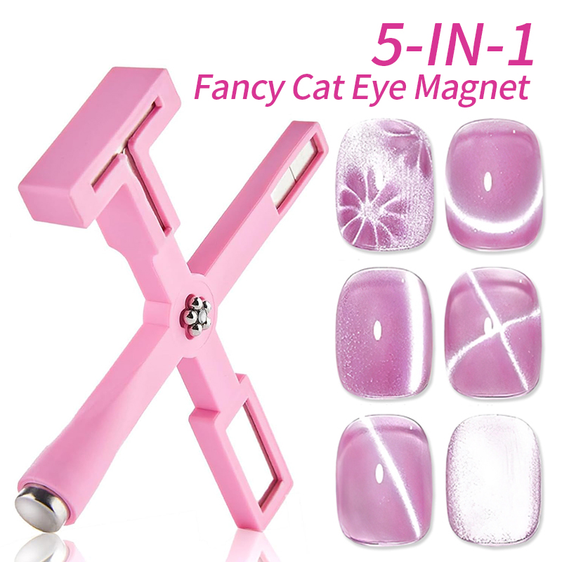 Nail Art Maroon - 5 In1 Pattern Nail Magnet Cat