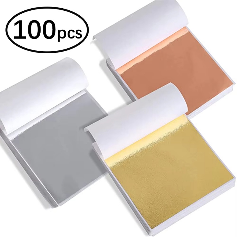 Nail Art Gold - 100pcs Imitation Gold Sliver Copper Foil