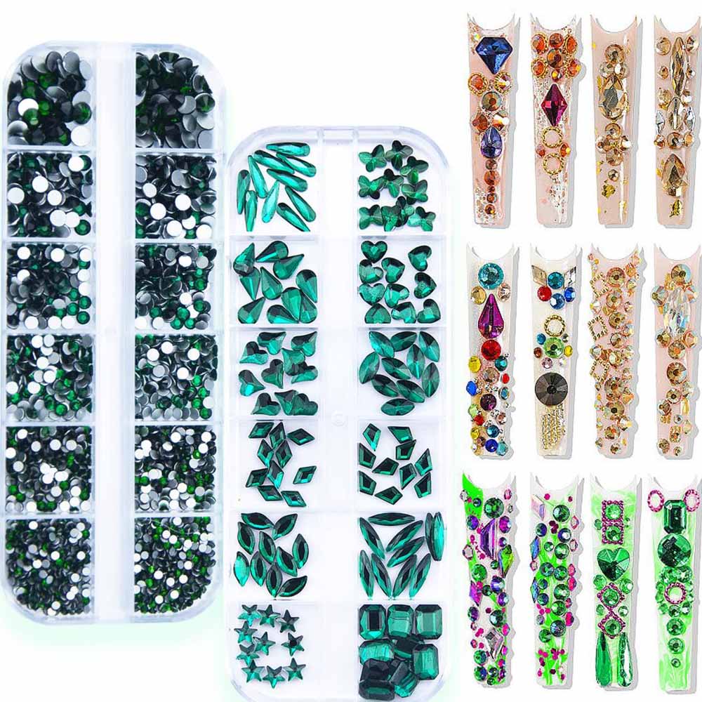 2Boxes Emerald Green Nail Rhin - Nail Art Emerald Green recension och pris