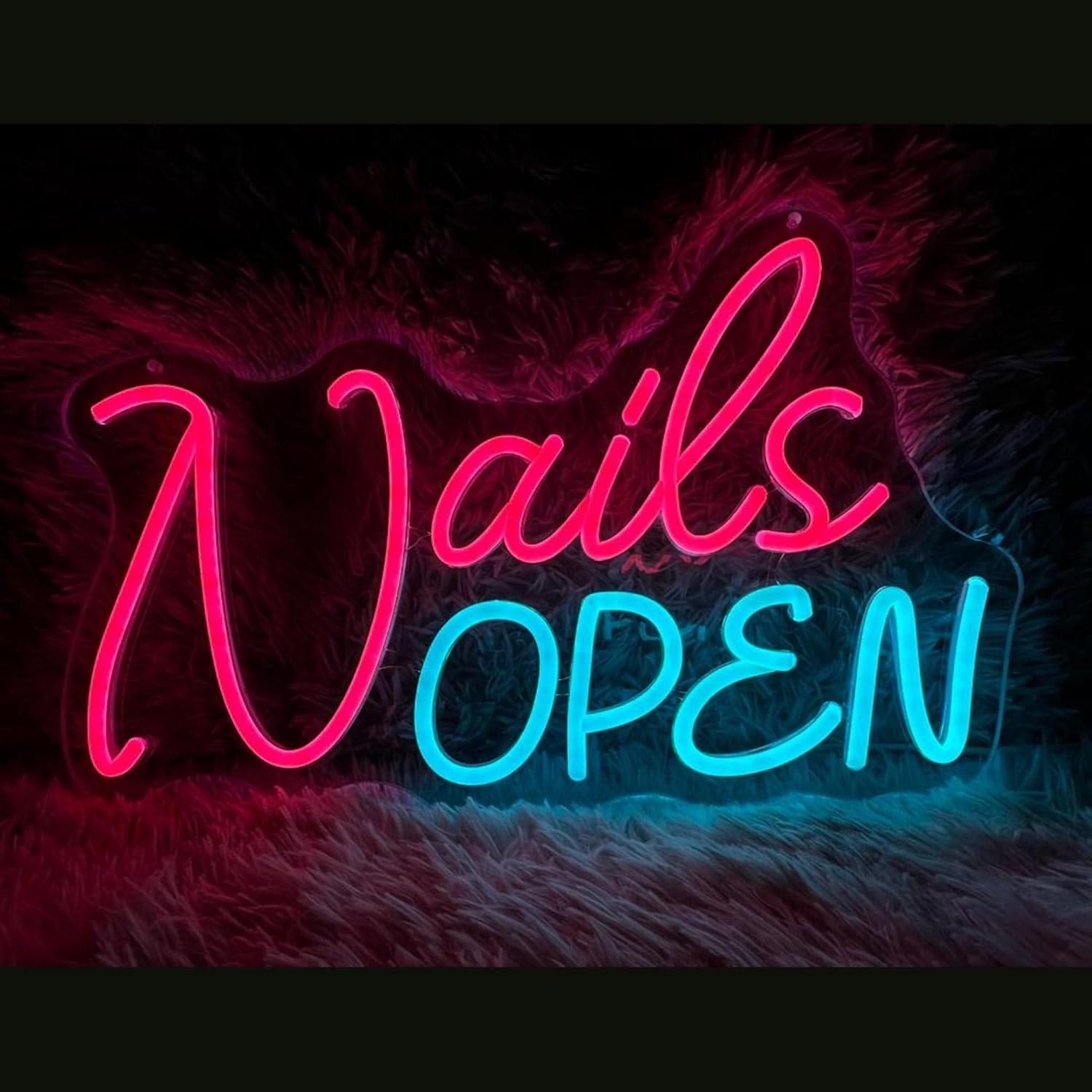 Nails Open Neon Sign USB Dimma - Nail Art Nail Art recension och pris