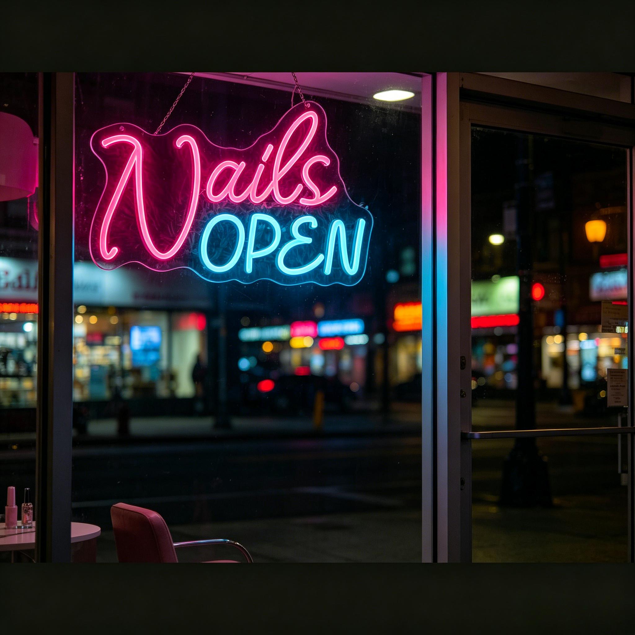Nails Open Neon Sign USB Dimma - Nail Art Nail Art recension och pris
