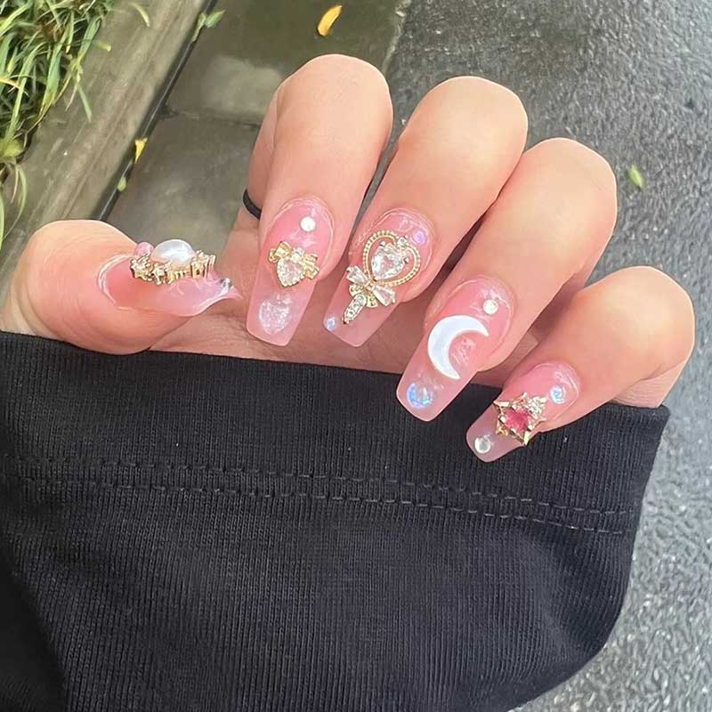 24pcs/box Luxury Pink Long Cof - Nail Art Maroon recension och pris