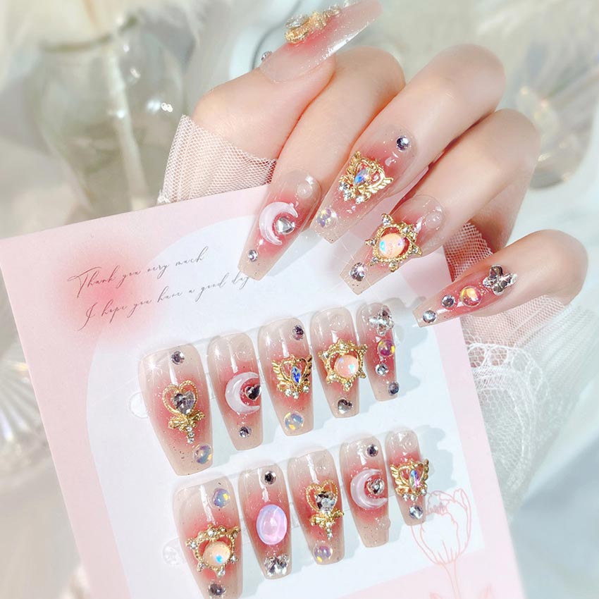 24pcs/box Luxury Pink Long Cof - Nail Art Maroon recension och pris