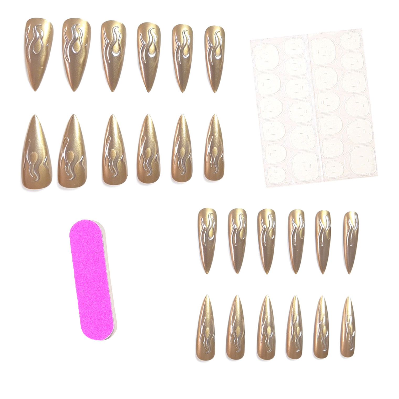24PCS 3D Chrome Silver Gold Fl - Nail Art Gold recension och pris