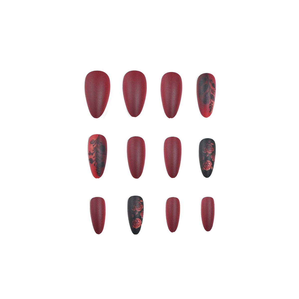 24 pieces of long almond-shape - Nail Art Red recension och pris