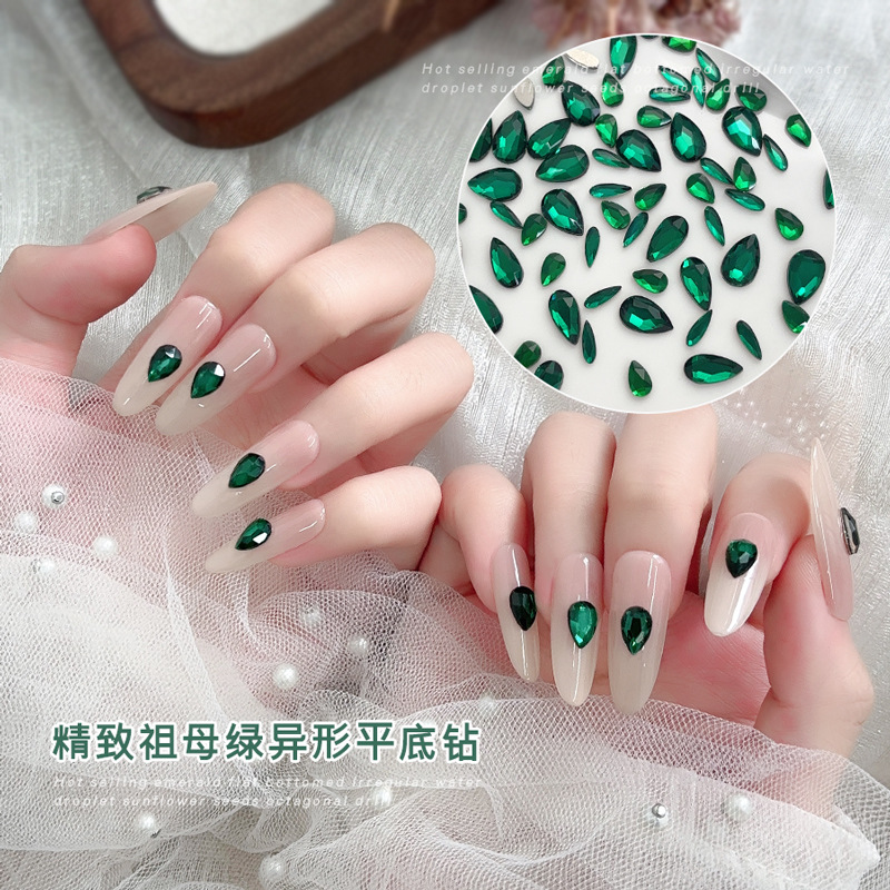 50PCS Dark Green Flat Back 3D  - Nail Art Emerald Green recension och pris