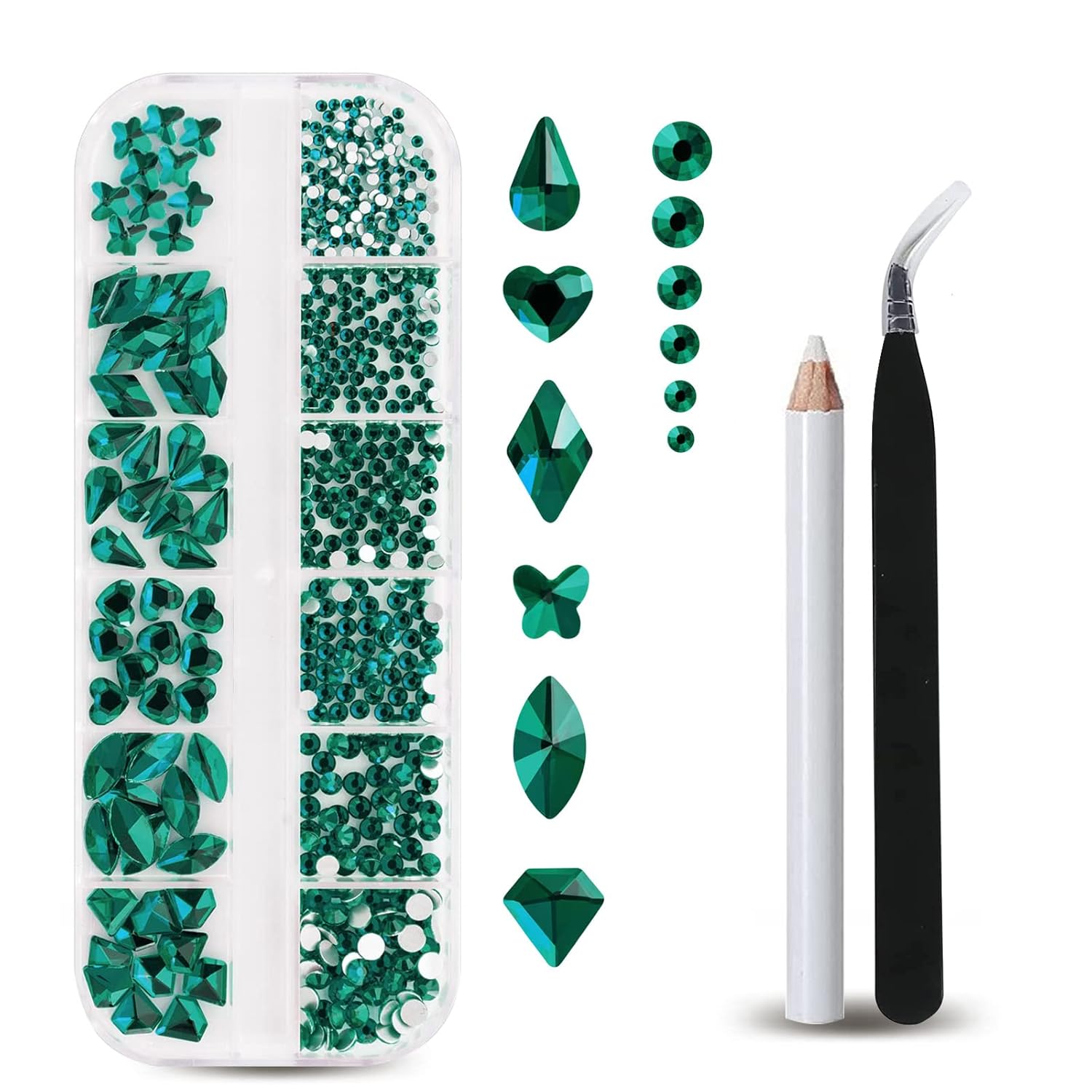 12 Grids Emerald Flatback Nail - Nail Art Emerald Green recension och pris