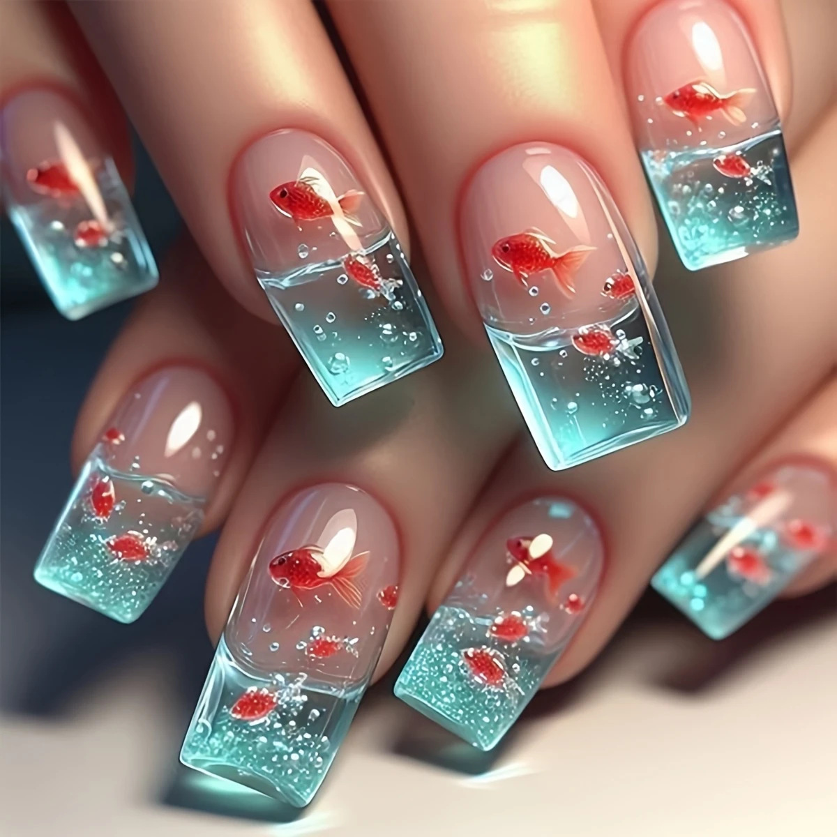 Medium long Square fake nails  - Nail Art Red recension och pris