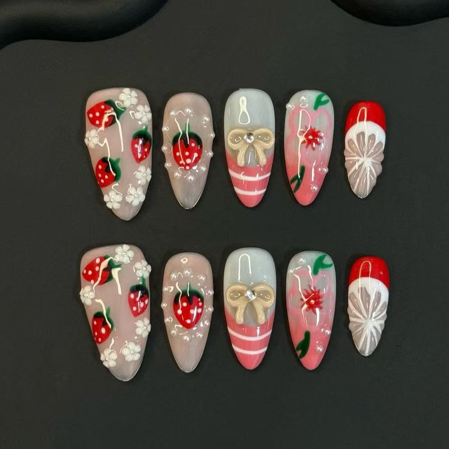 10Pcs Summer Lovely  Red Straw - Nail Art Red recension och pris