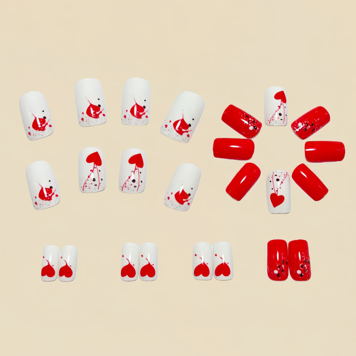 Short Medium fake nails for wo - Nail Art Red recension och pris