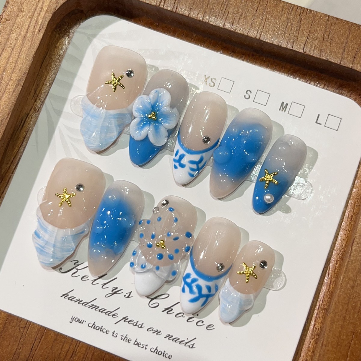 10Pcs Summer Island Style Fake - Nail Art Gold recension och pris