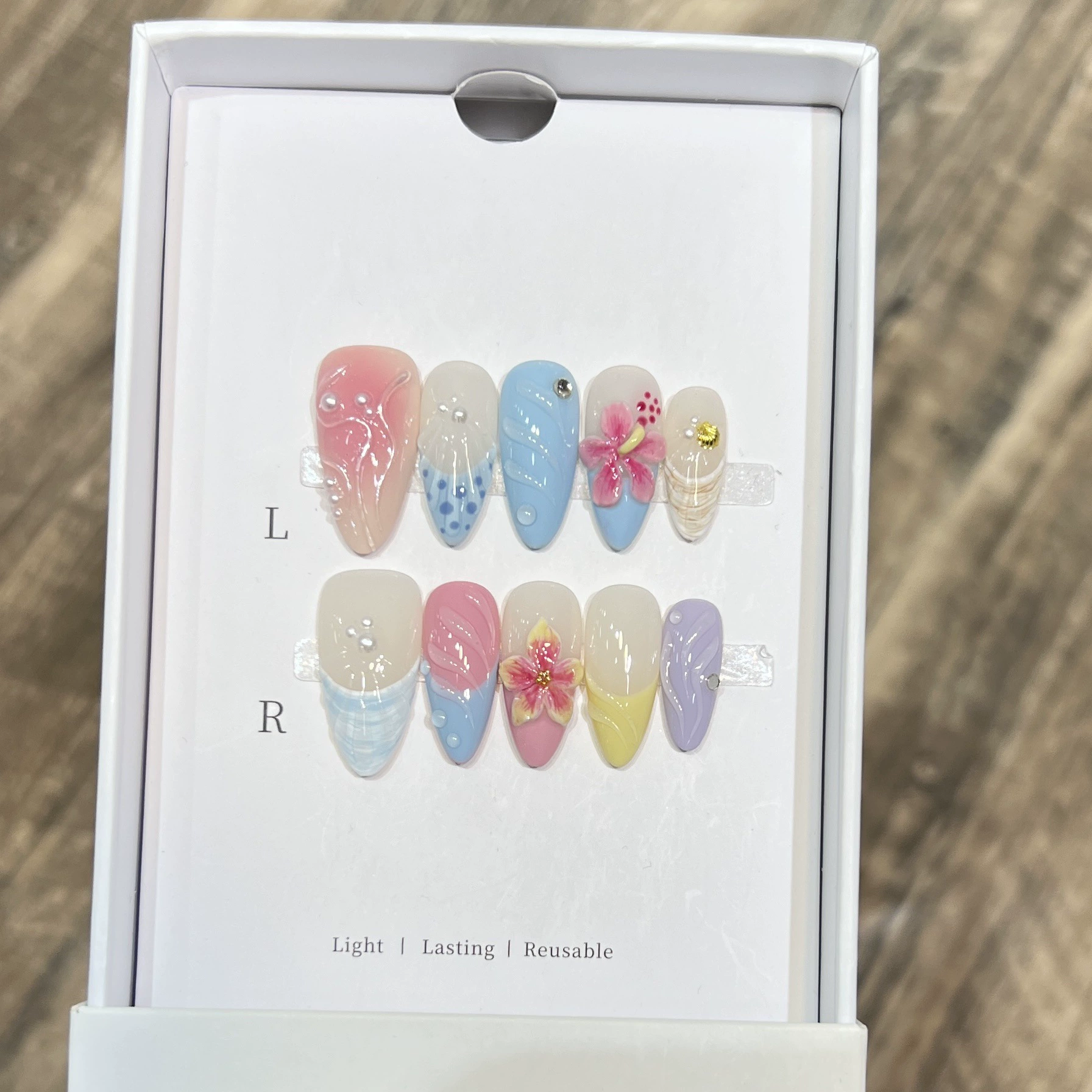 10Pcs Summer Island Style Fake - Nail Art Gold recension och pris