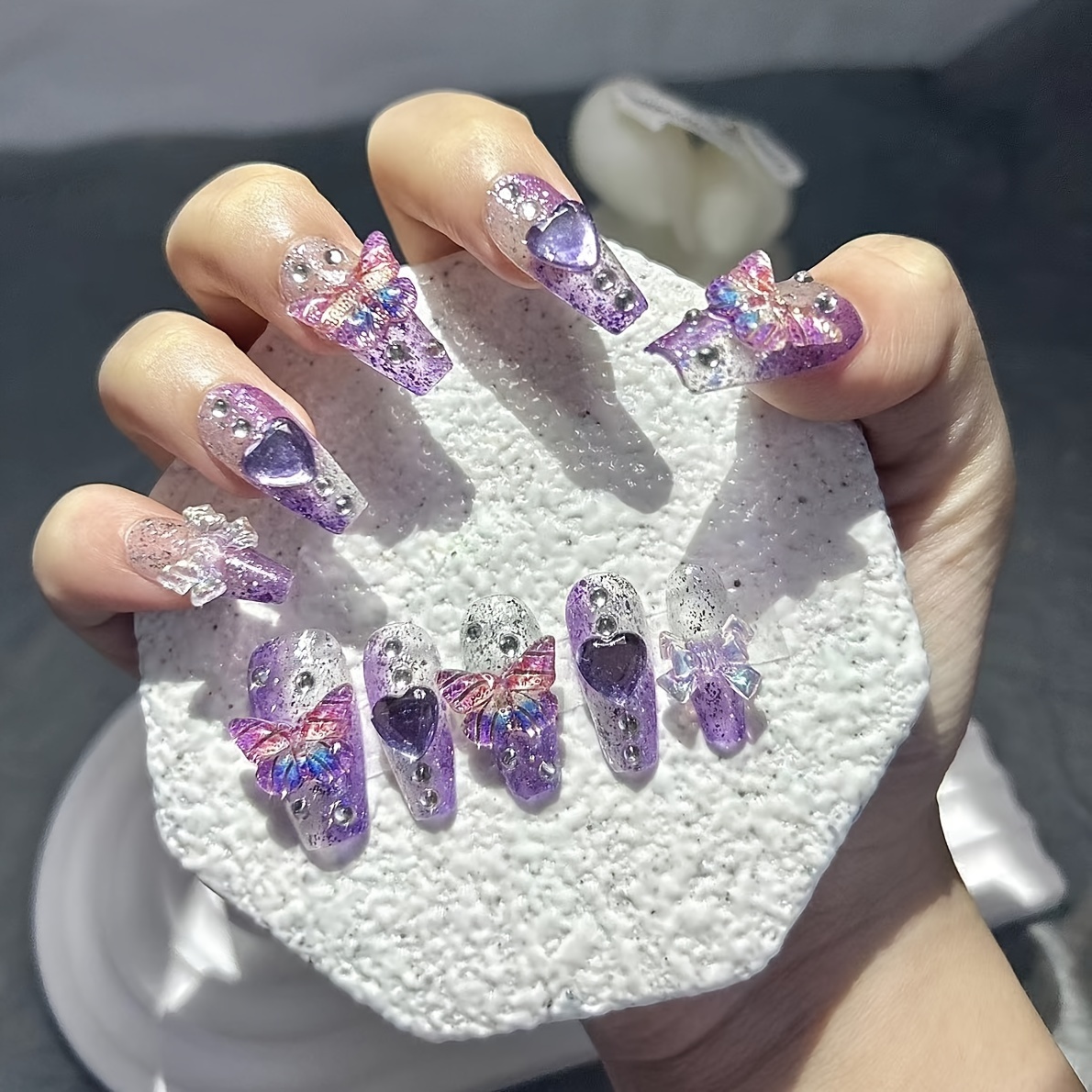 10 Pieces Purple Fantasy Butte - Nail Art Red recension och pris