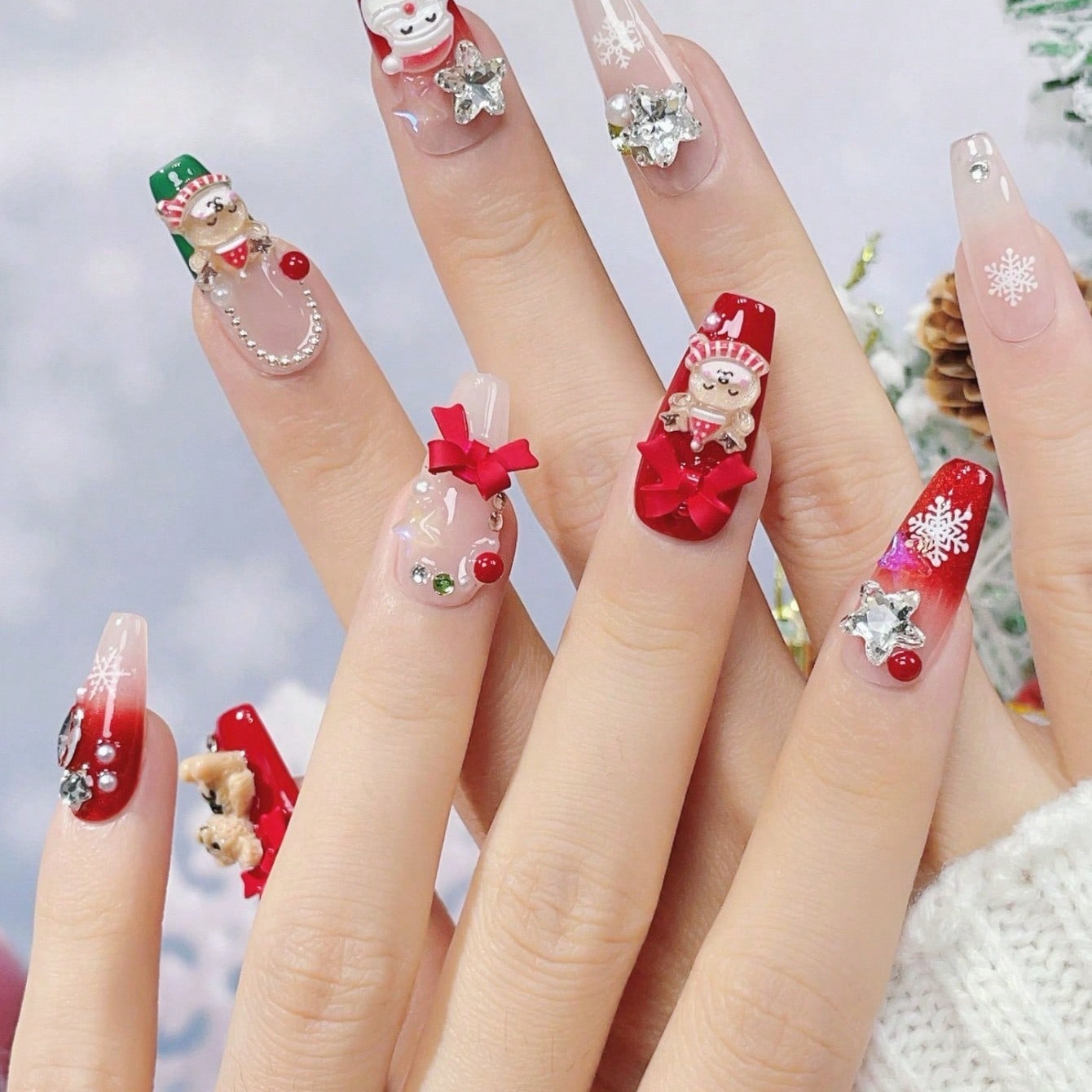 10pcs Handmade Coffin Shaped N - Nail Art Red recension och pris