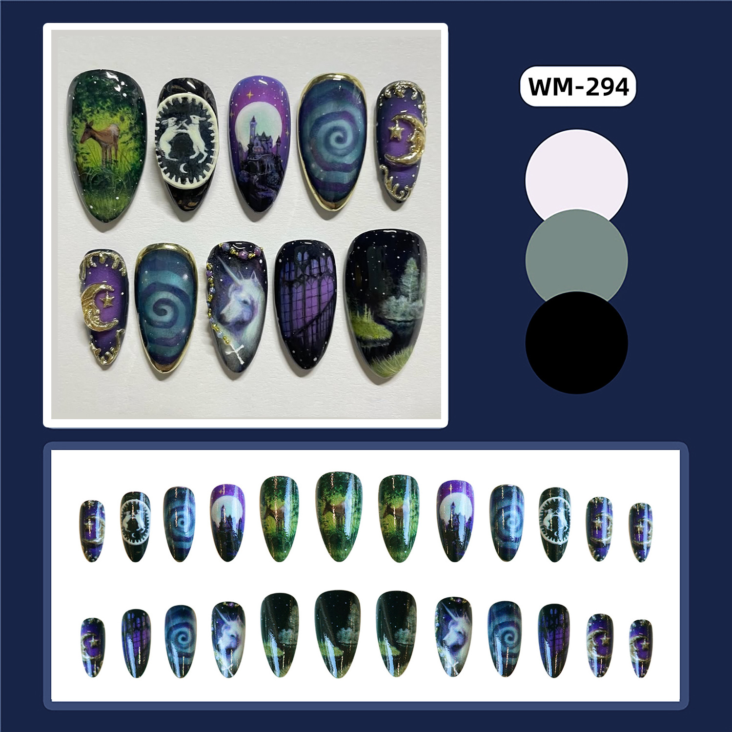 24pcs Fantasy Celestial Horse  - Nail Art Maroon recension och pris